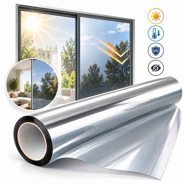 Fólie Zrcadlová Okenní 400 x 90 cm Protisluneční Anti Uv Termoizolační