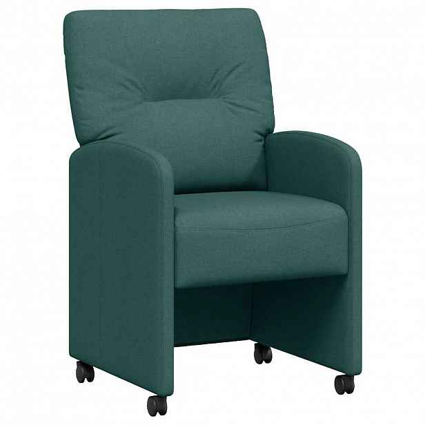 vidaXL Jídelní židle na kolečkách 2 ks textil Tmavě zelená