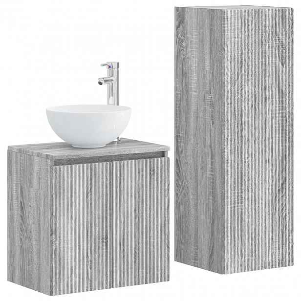 vidaXL Sada koupelnového nábytku 2 ks Šedý Sonoma 33 x 34,5 x 100 cm