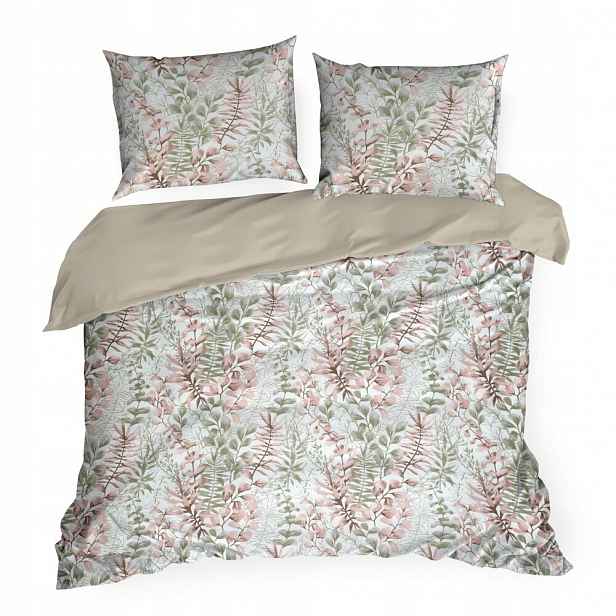 Povlečení bavlněné Freesia 220x200 Eurofirany bílá růžová botanický vzor