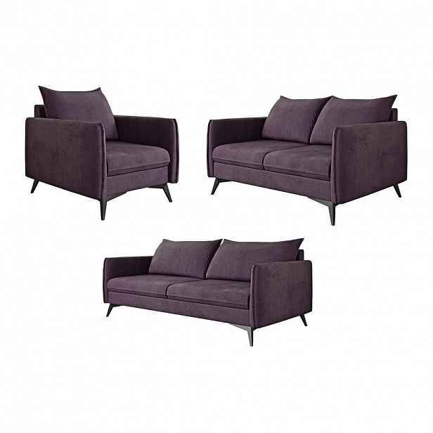 S-Style SEDACÍ SOUPRAVA 3+2+1 Pulse z lila luxusního mikrovlákna