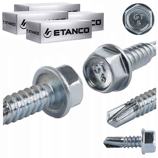 Samovrtné šrouby do kovu 6 mm 6,3x19 mm Pozink 2000 ks Etanco GT6