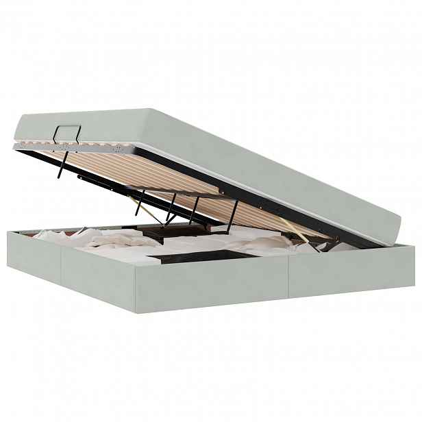 vidaXL Postel s úložným prostorem a matrací Světle šedá 160 x 200 cm