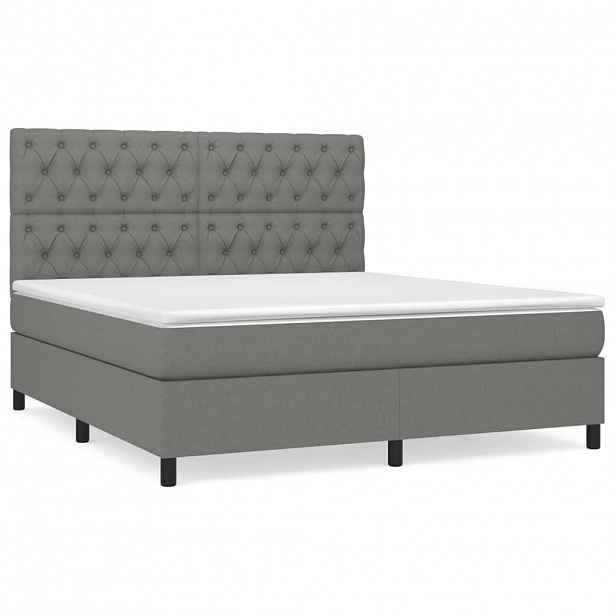 vidaXL Box spring postel s matrací tmavě šedá 160x200 cm textil