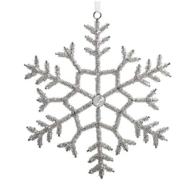 Champagne antik závěsná sněhová vločka s korálky Snowflake - 20 cm Chic Antique