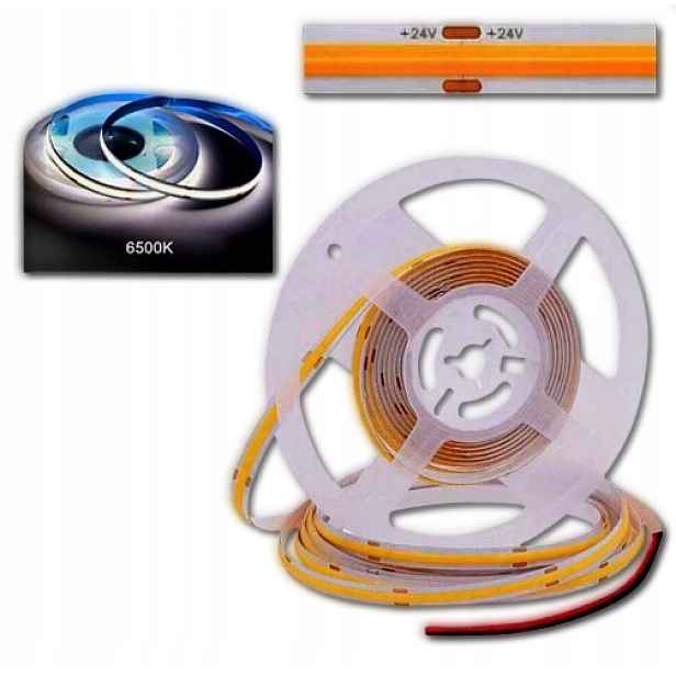 Led pásek Cob 24V 320 diod 10 m Role Neon Barva Studená 6500K 800lm Silná