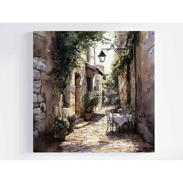 Obraz Na Plátně Canvas Město Jižní Ulička Bruk Domy Kavárna 50x50
