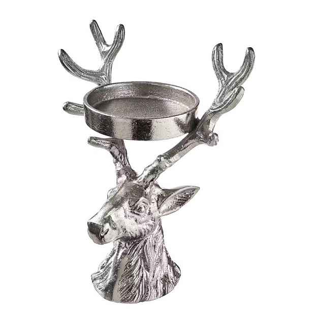 OH MY DEER Svícen na sloupovou svíčku - stříbrná