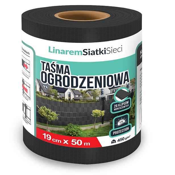 Stínící Panelové Pásy 19 Cm x 50 m Kryt Podložka Na Ploty Černá Klipsy