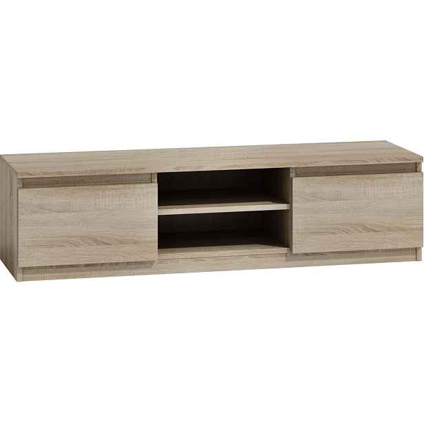 TP Living Televizní stolek DELUKO s dřevěnou policí 140 cm dub sonoma