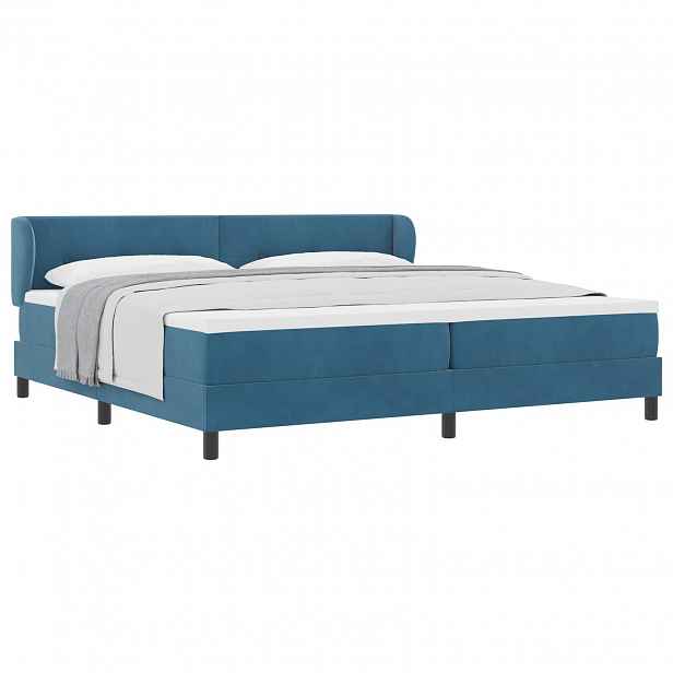 vidaXL Postel s boxspringem s čelo Tmavě moddrá 200 x 200 cm samet