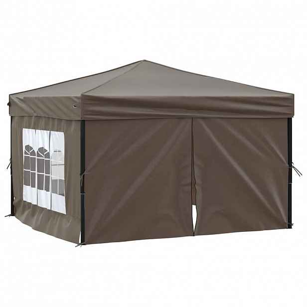 vidaXL Skládací party stan s bočními stěnami taupe 3 x 3 m