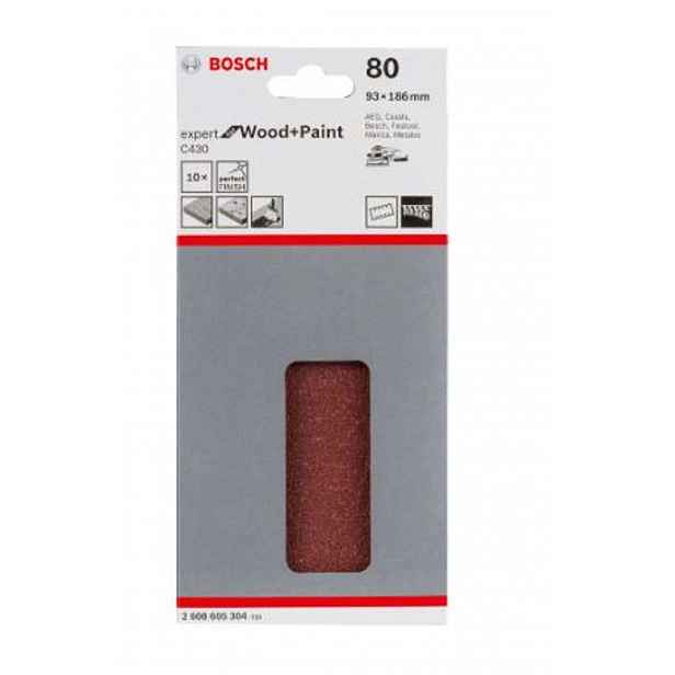 Bosch - Brusný papír P80, 93x186 mm, 10 ks 2608605304