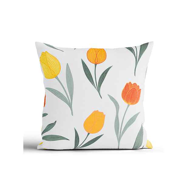 MKLuzkoviny.cz Bavlněný povlak na polštář Renforcé 40 x 40 cm - Květy tulipánů oranžové