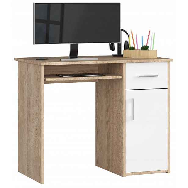 Psací stůl pod počítač notebook Pin sonoma-bílý 90 cm Akd