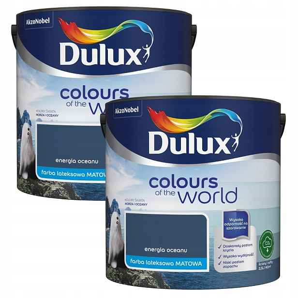 Set Dulux Barvy Světa 2x2,5L Barva Latexová Emulze Energie Oceánu 5L