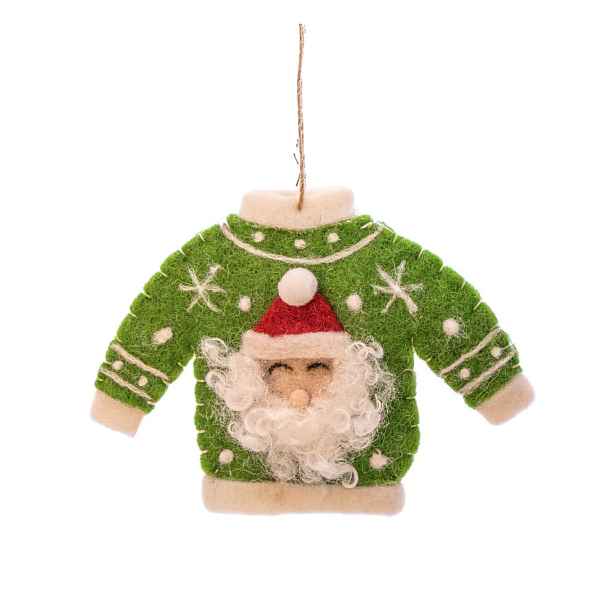 Textilní ručně vyrobená vánoční ozdoba 12 cm Santa Jumper – Sass & Belle