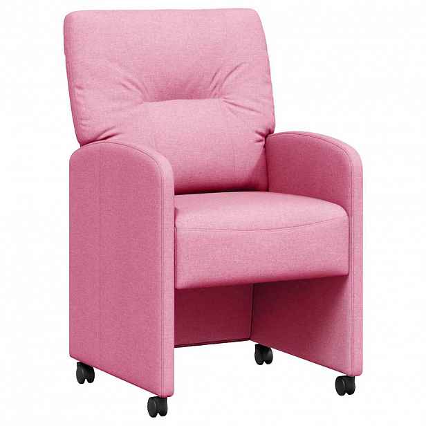 vidaXL Jídelní židle na kolečkách 2 ks textil Růžová 57 x 67 x 95 cm