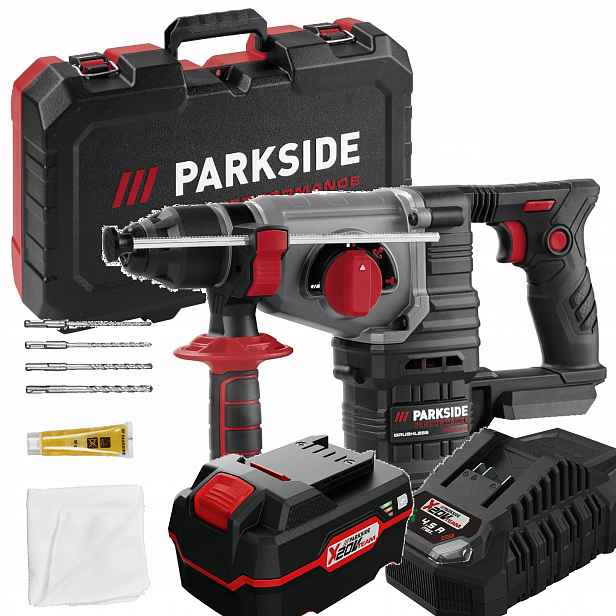 Vrtací kladivo Parkside Performance Příklepové kladivo 1,9J akumulátor 4Ah 20V