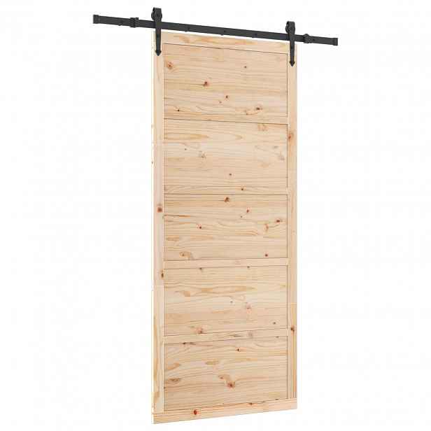 vidaXL Posuvné dveře 80 x 208 cm Masivní borovicové dřevo Přírodní
