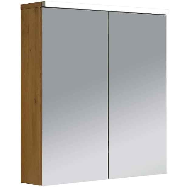 Koupelnová zrcadlová skříňka s LED osvětlením Avia - dub medový - 65x70x16,5 cm