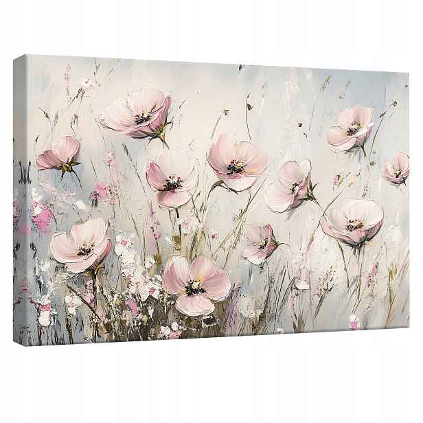 Obraz Květy růžové pole květin plakát na plátně moderní 120x80 cm