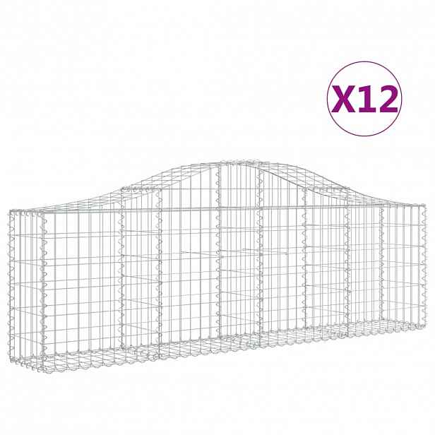 vidaXL Klenuté gabionové koše 12 ks 200x30x60/80 cm pozinkované železo