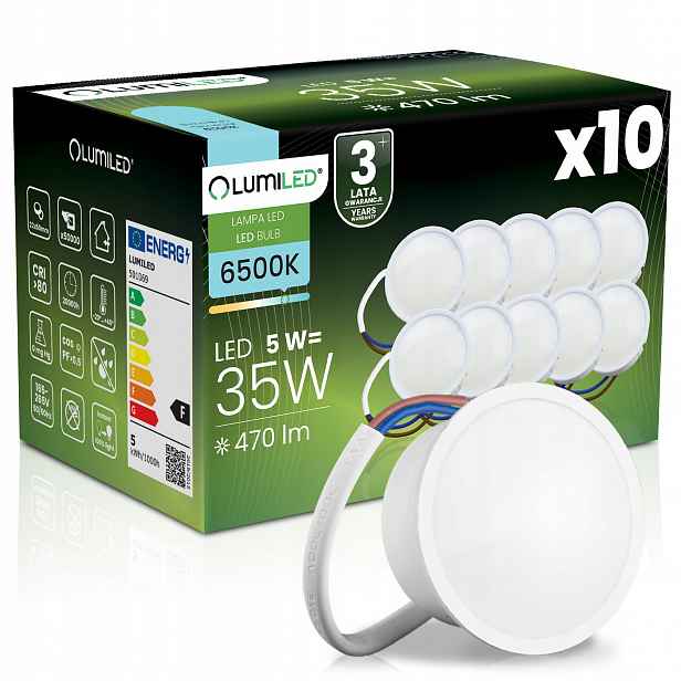 10x Modul Led žárovky Insert 5W 470LM 120° 6500K Studená Lumiled