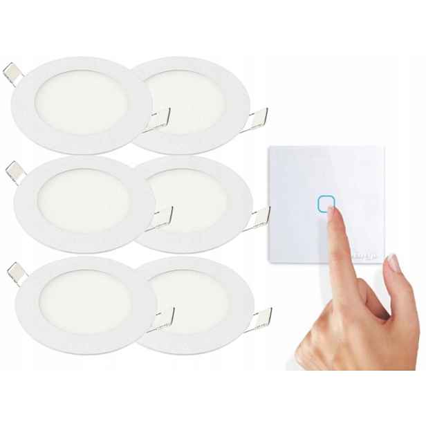 6x plochá lampa Tenký panel Led svítidlo 3W 6x spínač