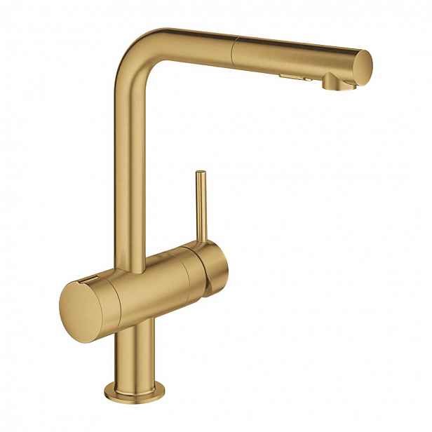 Grohe Minta - Dřezová baterie s výsuvnou sprškou a uzavíracím ventilem, kartáčovaný Cool Sunrise 31558GN0