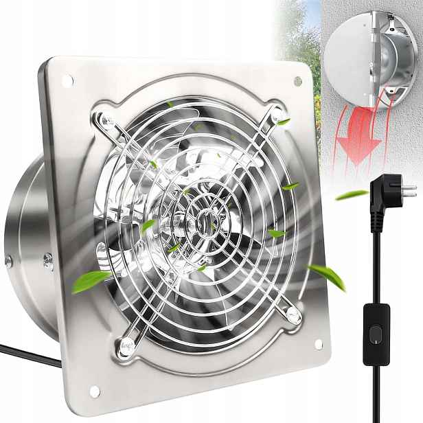 Průmyslový Odsávací Ventilátor 150 MM Černý 525 M³/h Silný S Přepínačem