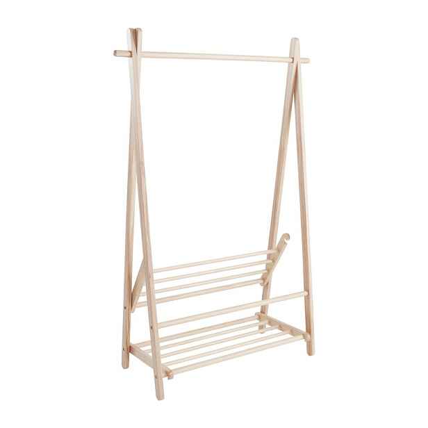 Stojan na oblečení z borovicového dřeva ve světle přírodní barvě 100x150x41 cm Cole – Jotex
