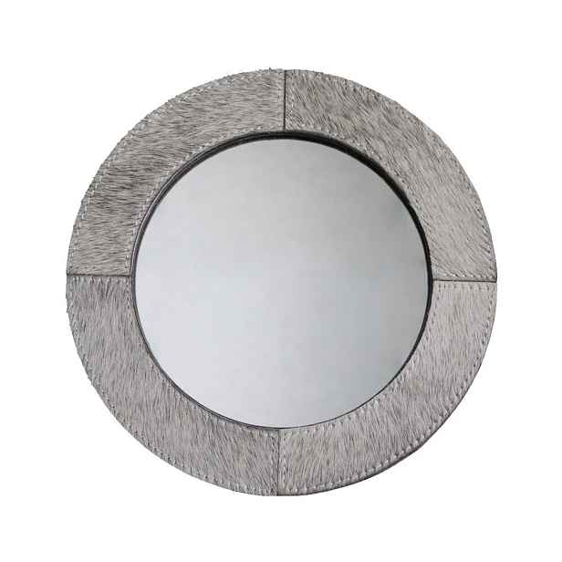 Stolní zrcadlo Minna s lemováním z hovězí kůže šedé - 25*13*25cm Mars & More