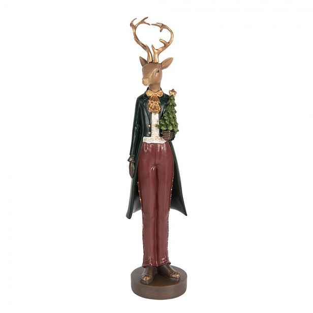 Vánoční dekorace figurka jelení muž se stromečkem - 9*9*37 cm Clayre & Eef