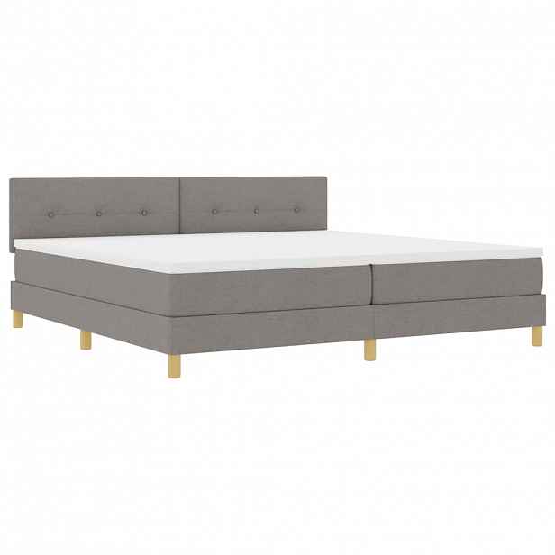 vidaXL LED box pružinová postel s polštářem Taupe 200 x 200 cm textil
