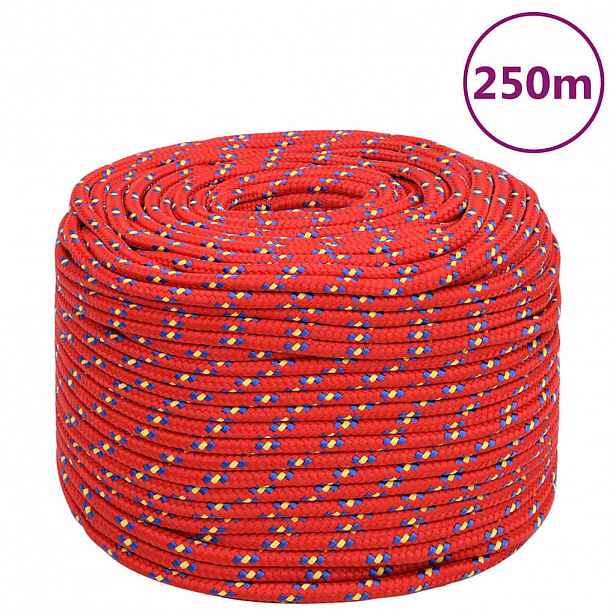 vidaXL Lodní lano červené 8 mm 250 m polypropylen