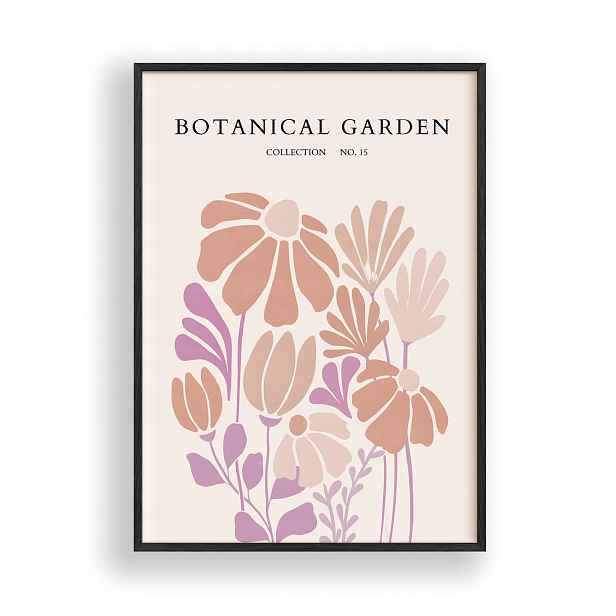 Obraz Květiny Botanická zahrada Plakát Rámeček Dřevěný Černý 30x42 cm