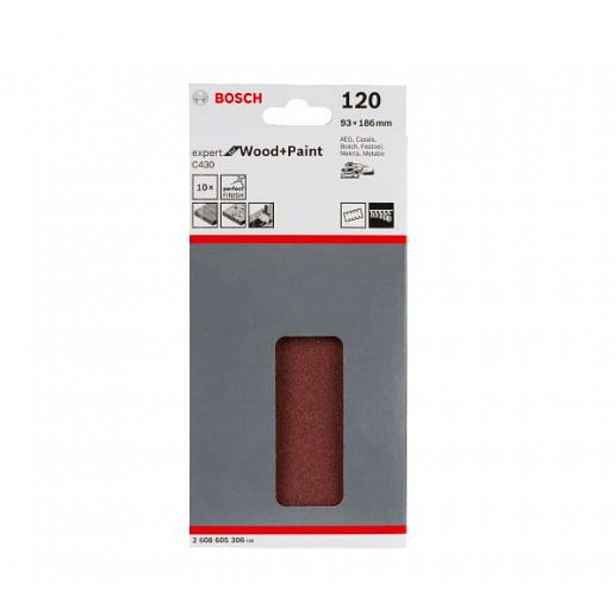 Bosch - Brusný papír P120, 93x186 mm, 10 ks 2608605306