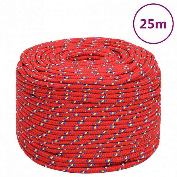 vidaXL Lodní lano červené 10 mm 25 m polypropylen