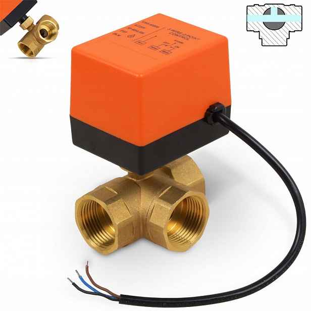3-CESTNÝ Přepínací Zónový Ventil 1" S Pohonem DN25 220V