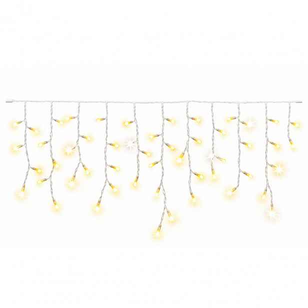 Easy Fix venkovní LED rampouchy, světelné, 300 × 50 cm, teple bílá s FLASH, 114 diod, bílý kabel, IP67, prodlužovací