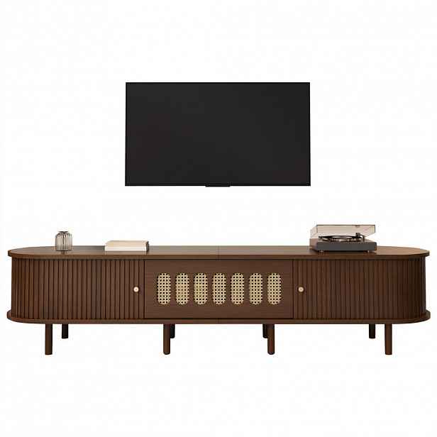 FLIEKS KOMODA POD TELEVIZI 180 cm Ořech Ratan Oválný Design MDF