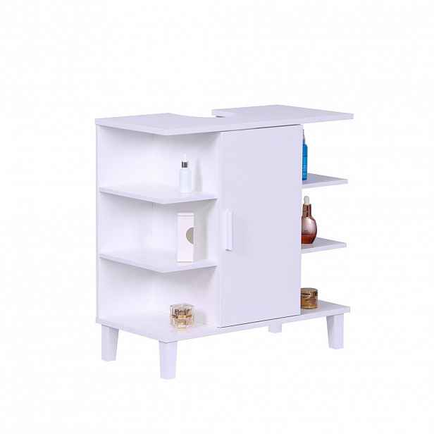 Relaxdays SKŘÍŇKA POD UMYVADLO Bílá MDF 1 dvířka 65 cm