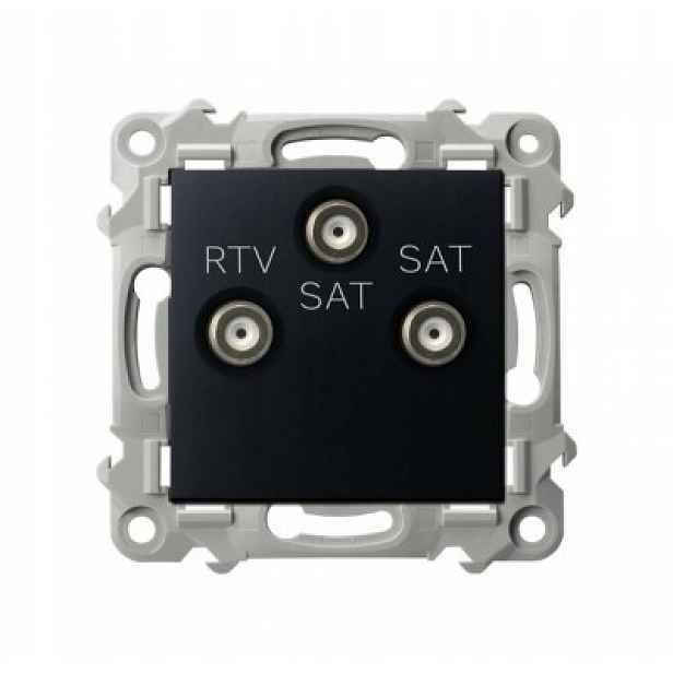 Rtv-sat zásuvka se dvěma Sat výstupy, černá Ospel, Safír GPA-Z2S/m/33