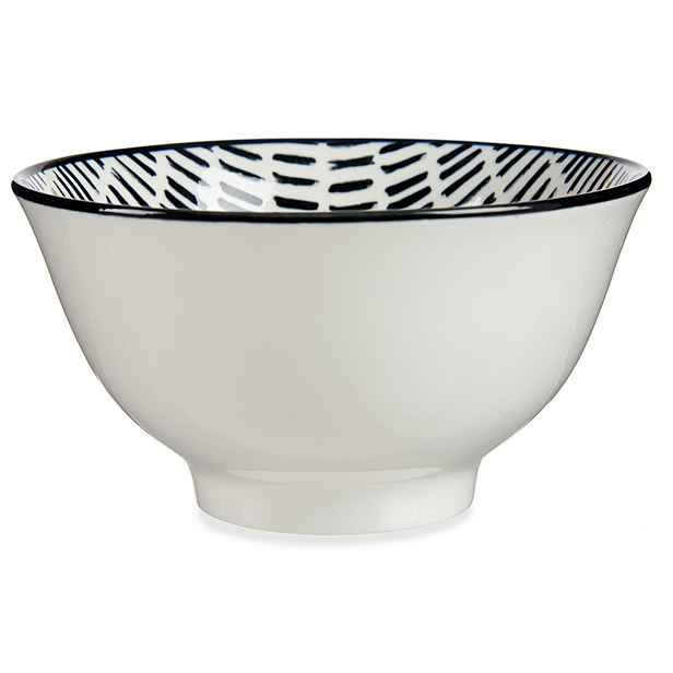 VESSIA Porcelánová miska na polévku LINEAS 16 cm bílá/černá