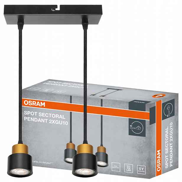 Závěsná stropní lampa Zwis Reflektor 2x GU10 Černá Sectoral Osram