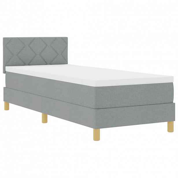 vidaXL LED box pružinová postel s čelo Světle šedá 80 x 200 cm textil