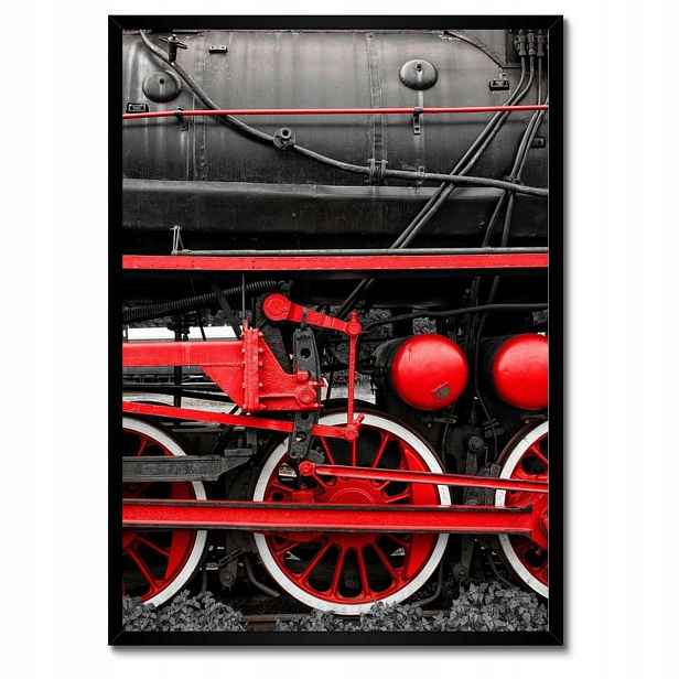 Plakáty v rámu 50x70 Červené hnací kola