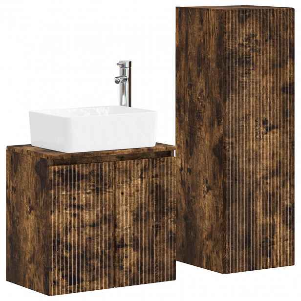vidaXL Sada koupelnového nábytku 2 ks Kouřový dub 33 x 34,5 x 100 cm