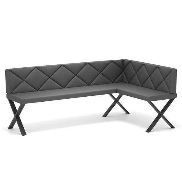 Idohome ROHOVÁ LAVICE VERO X pravá ekokůže prošívaná, 128/168 cm, tmavě šedá